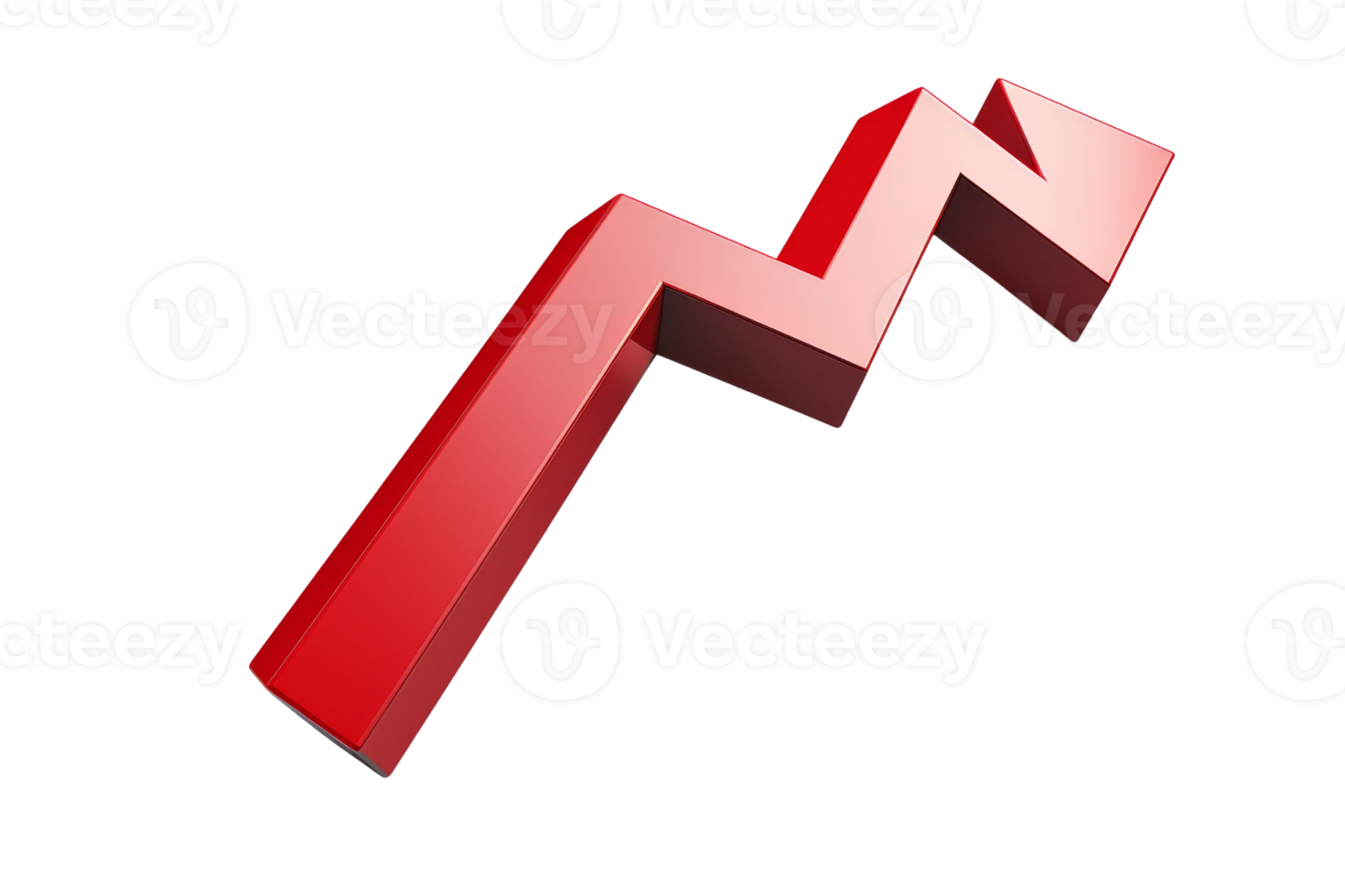 Red zigzag upward arrow symbolizing growth, progress, and positive trend. Ideal for business, finance, and statistics concepts. png