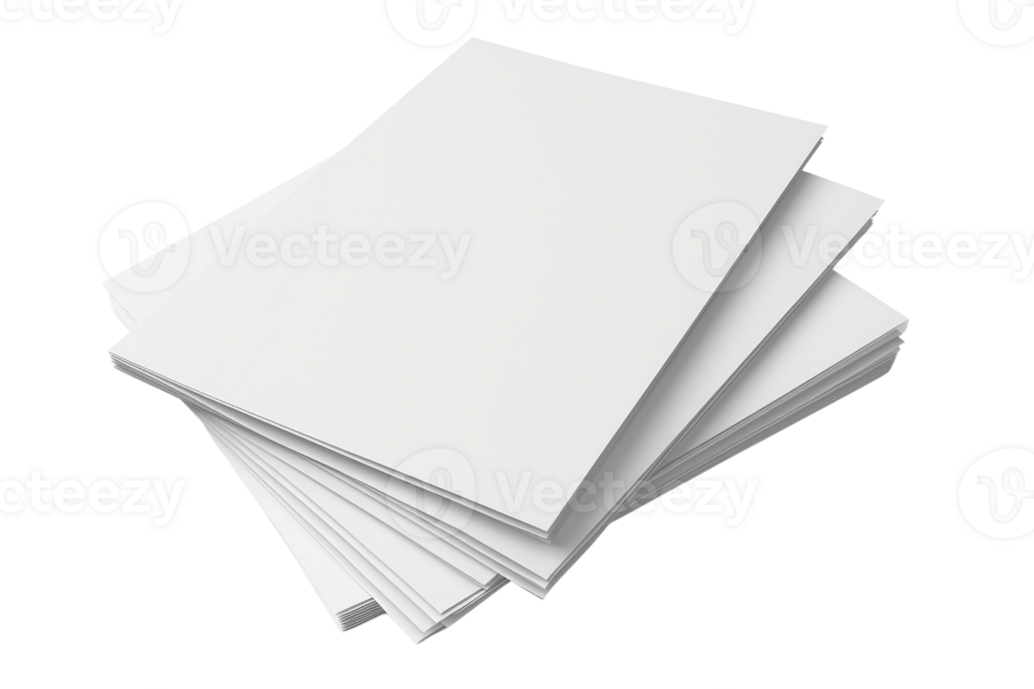 Stack of blank white paper sheets isolated on a transparent background. Perfect for office, printing, or crafting use. png