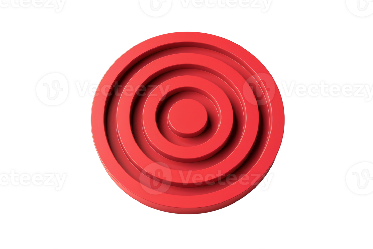 Minimalistic red round target symbol with concentric circles isolated on transparent background. Abstract geometric design for aim and focus concepts. png