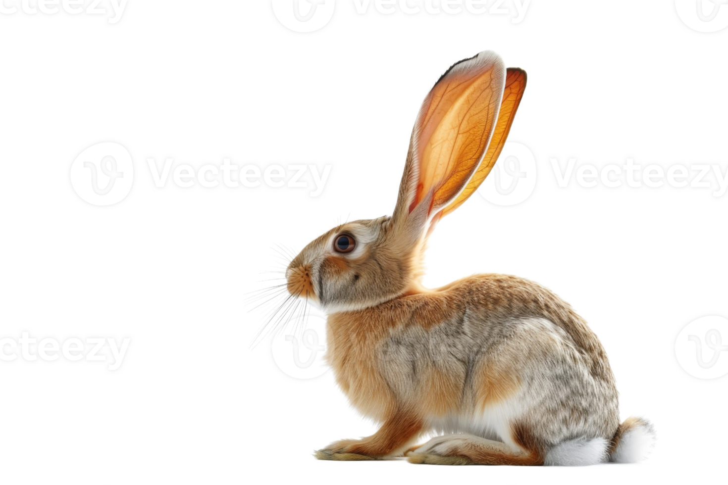 A cute brown rabbit with big ears sitting. Perfect for animal-themed projects and nature illustrations. png