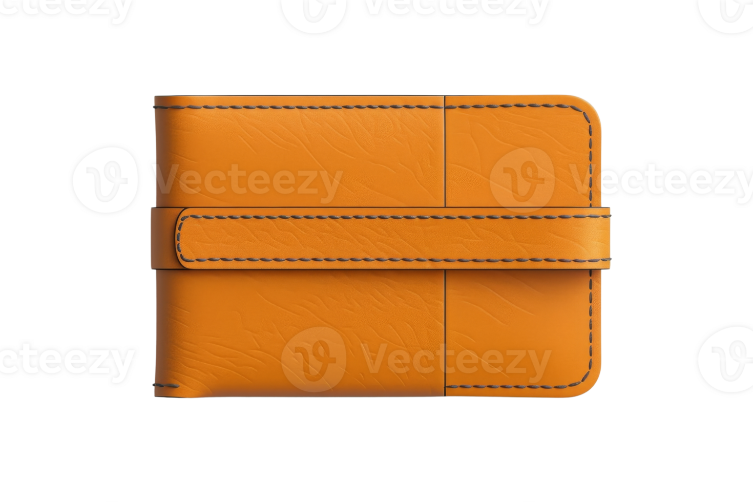 Orange leather wallet isolated on transparent background. Stylish and fashionable accessory for carrying cash and cards. Minimalist design. png