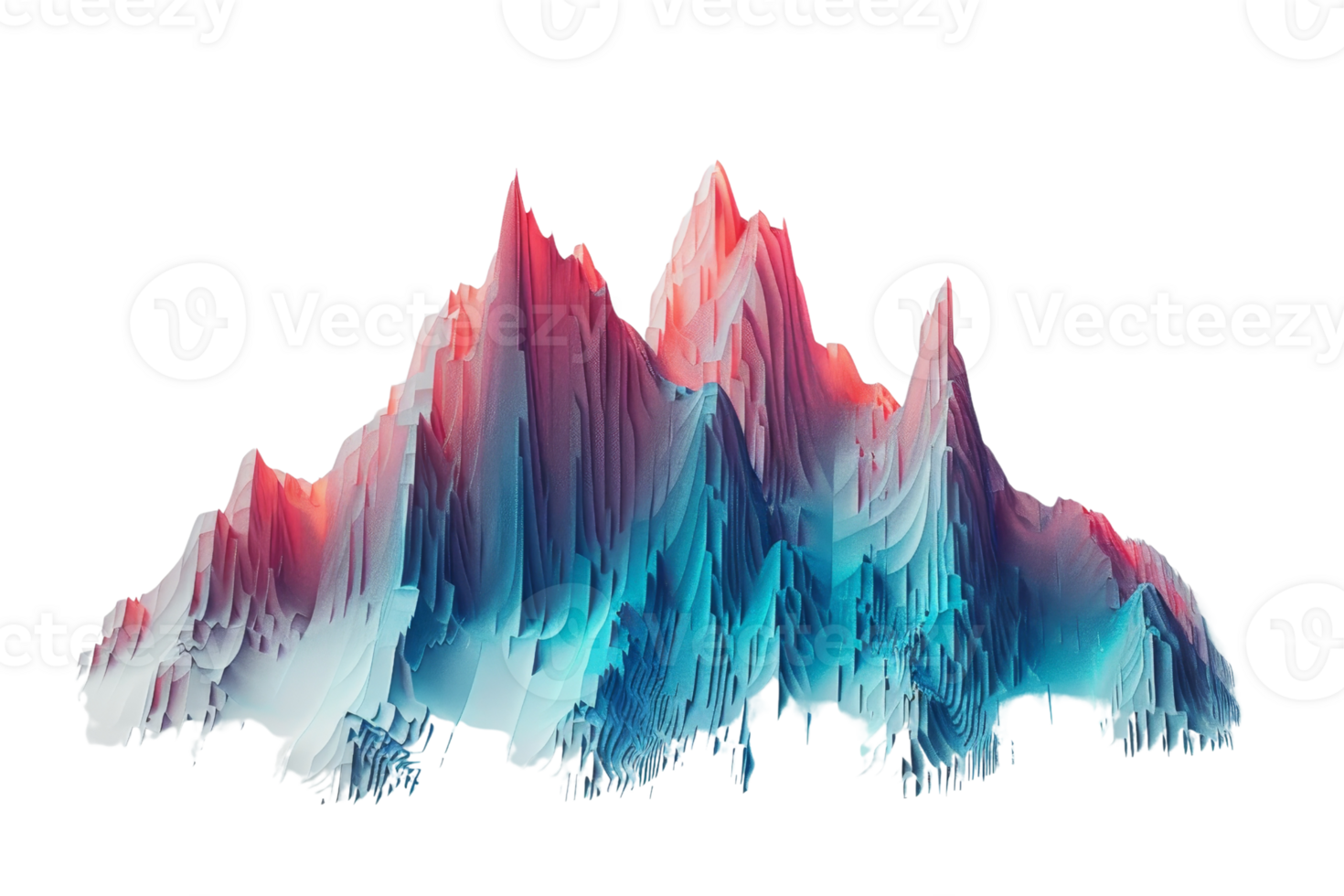 Vibrant abstract 3D mountain peaks with gradient colors, representing a modern and dynamic aesthetic. Ideal for digital art and design projects. png