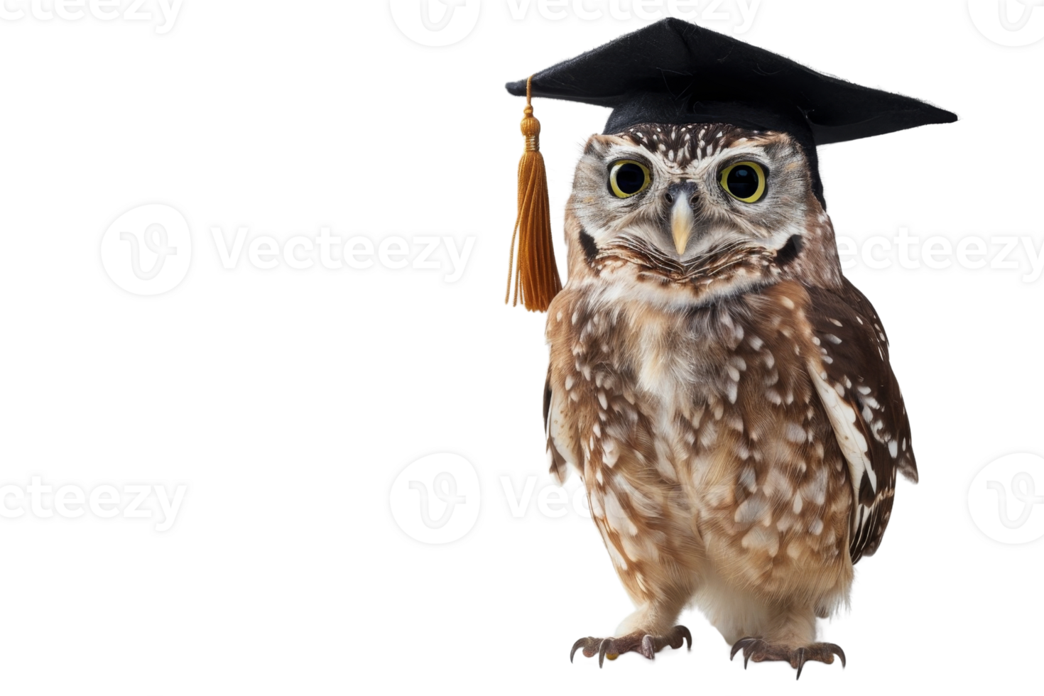 An owl wearing a graduation cap symbolizes wisdom and learning. Ideal for educational concepts and graduation themed projects. png