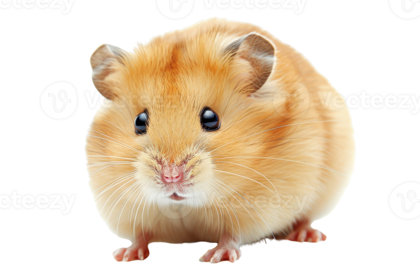 Close-up of a cute, fluffy hamster isolated on transparent background. Perfect for pet themes and animal lovers. png