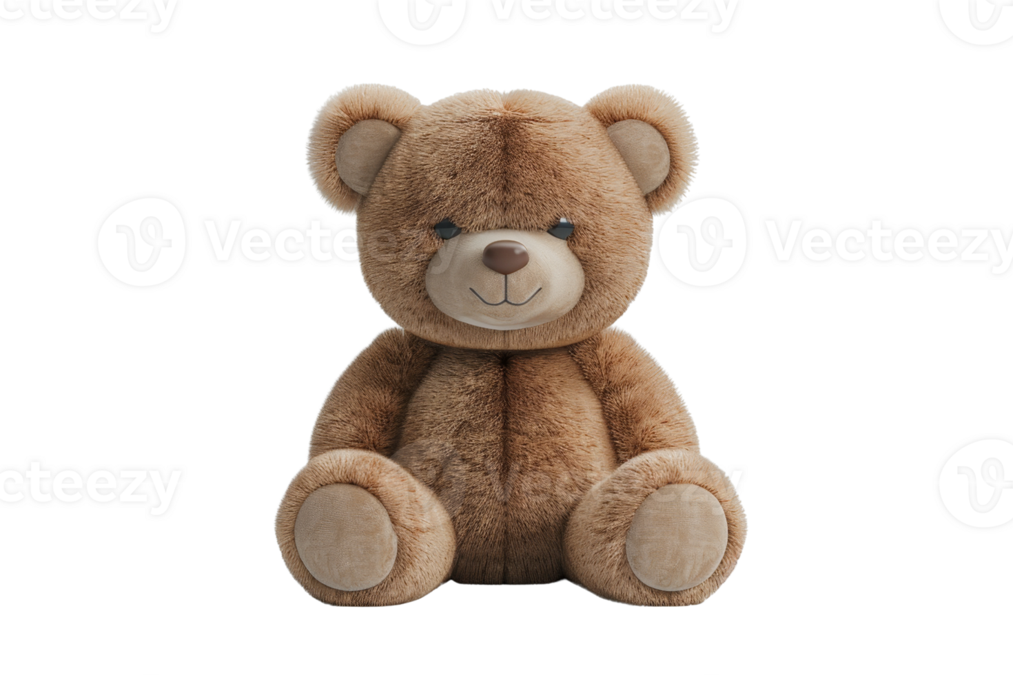Cute, fluffy brown teddy bear sitting upright, perfect for children and collectors. High-resolution image isolated on transparent background. png