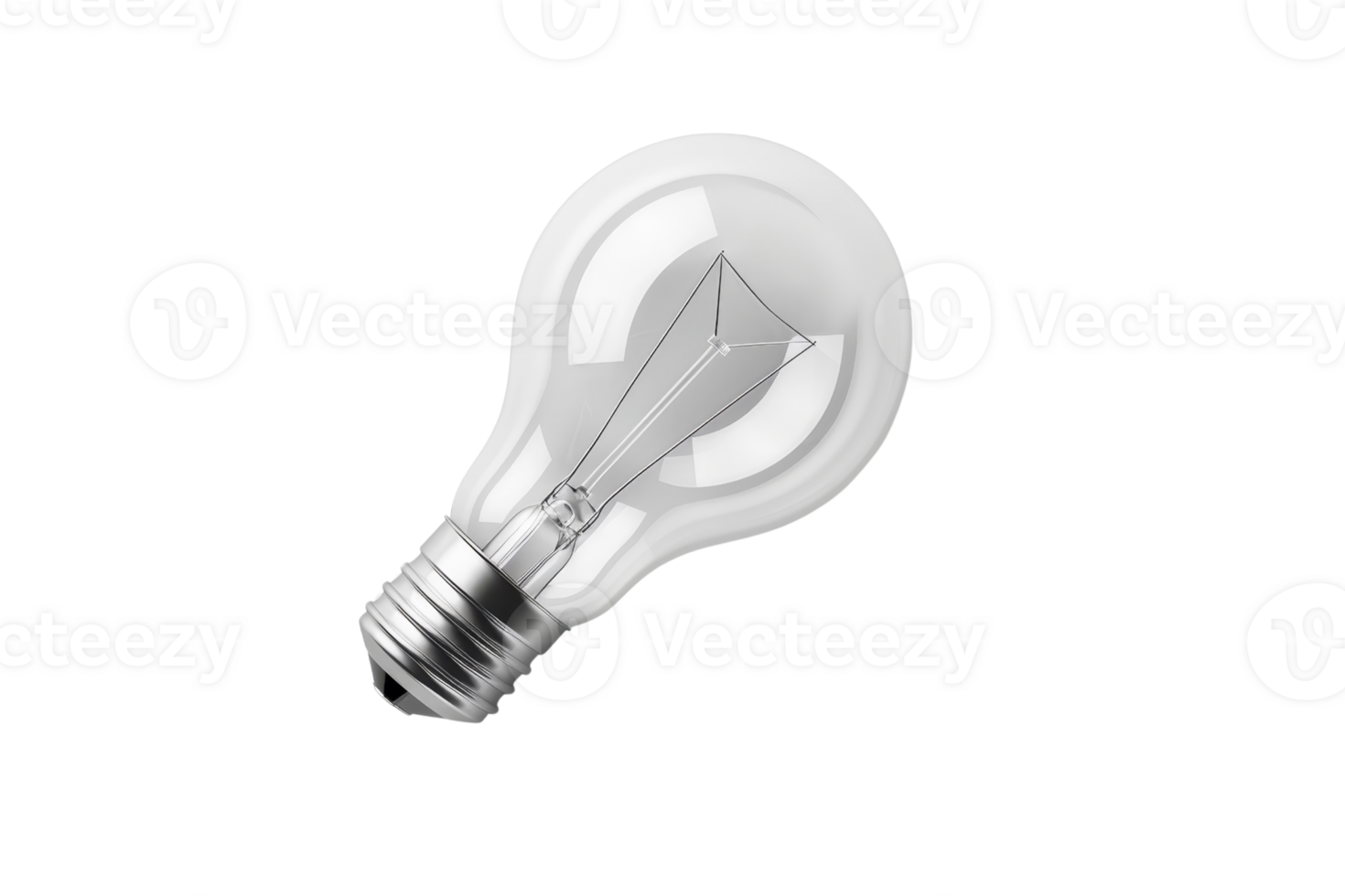 Clear incandescent light bulb isolated on transparent background. showcasing traditional lighting element and glass design for illumination purposes. png