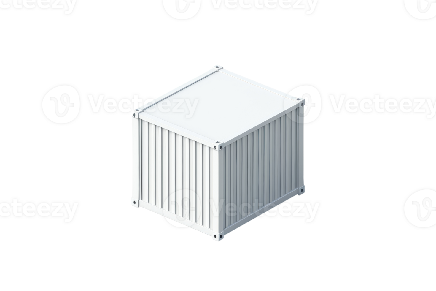 Isometric illustration of a white shipping container. Perfect for logistics, transport, and export-related projects and illustrations. png