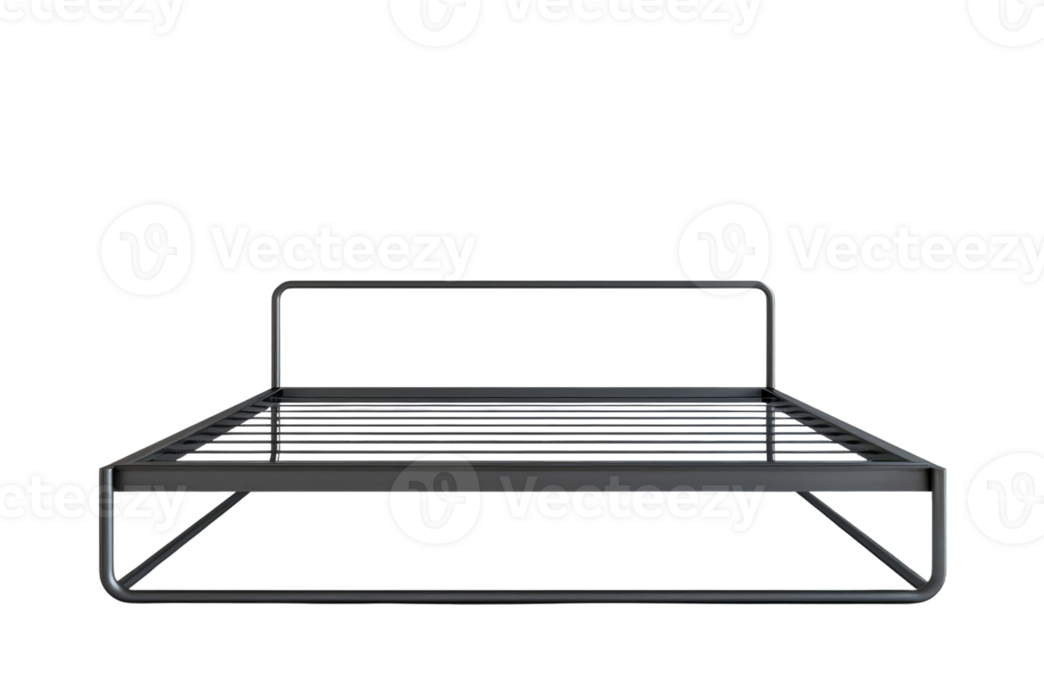 Minimalist metal bed frame with simple modern design, ideal for contemporary bedrooms and efficient use of space. png