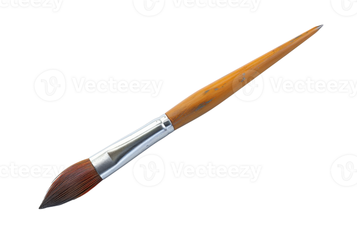 Professional paintbrush on transparent background. close-up of an artist's tool with wooden handle and bristles, ideal for painting and drawing projects. png