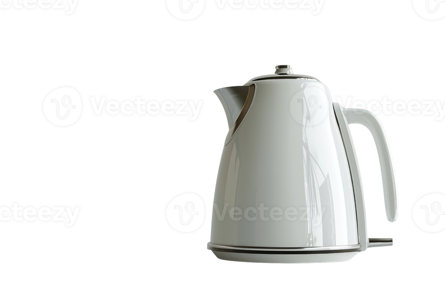 Modern white electric kettle isolated on a plain background. Ideal for kitchens and home appliances. Sleek and efficient design. png