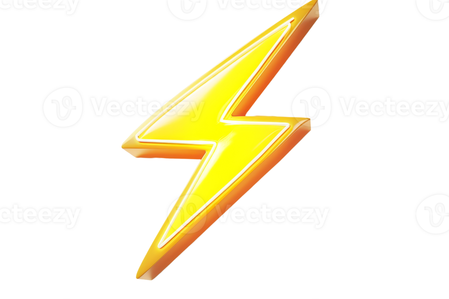 Bright yellow lightning bolt icon against a transparent background. symbolizing energy, power, and electricity. Perfect for graphic design and illustrations. png