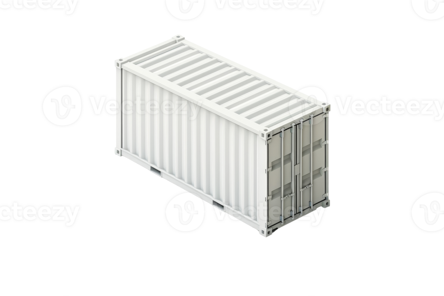 Isolated white shipping container on a transparent background, suitable for logistics, transportation, and storage-related designs. png