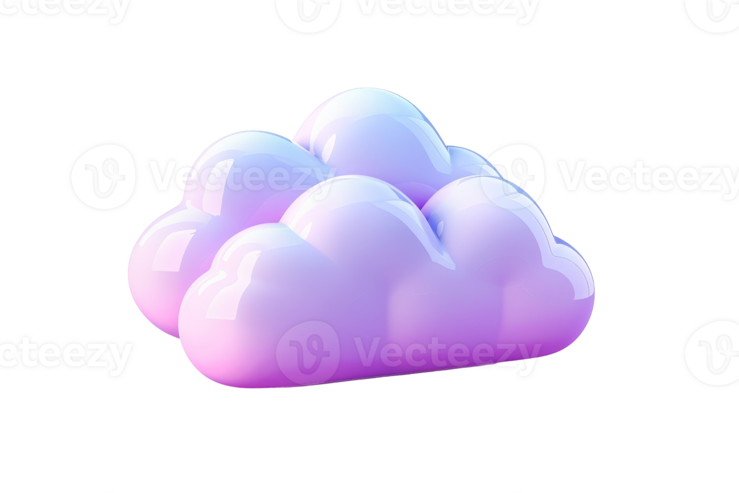 3D illustration of a glossy, purple-toned cloud against a plain background, perfect for themes of technology, internet, and digital services. png