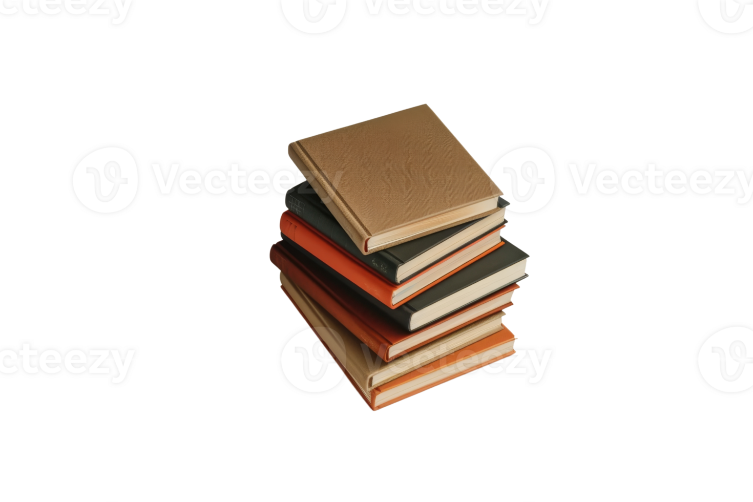 Stack of colored hardcover books isolated on transparent background. perfect for education, reading, and study-related projects. png