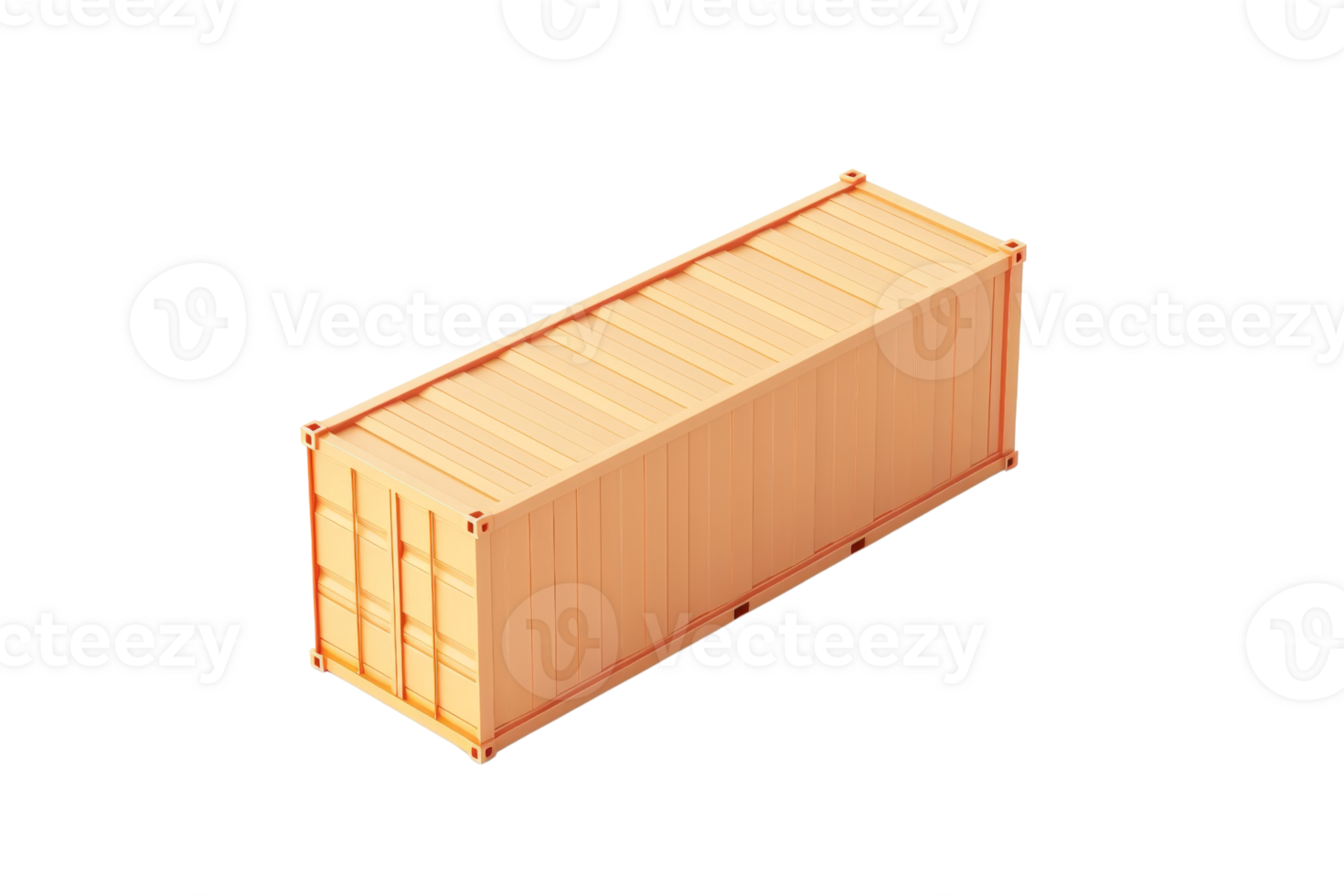 Isometric view of an orange shipping container. Suitable for transport, storage, logistics, and business use. png