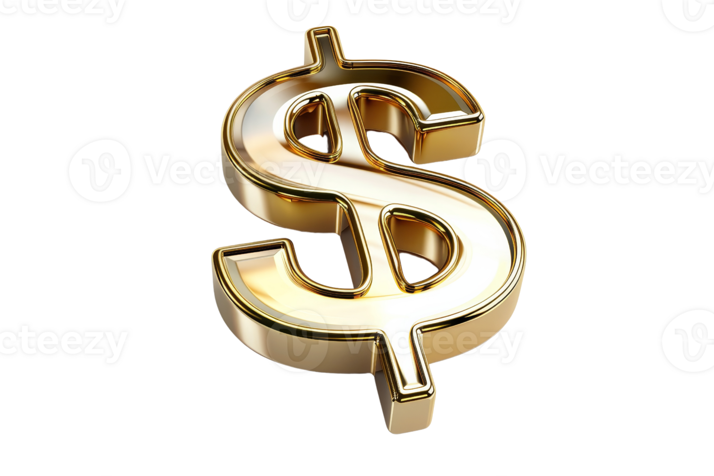 une brillant, d'or dollar signe symbolisant richesse, prospérité, et financier succès, isolé sur une transparent Contexte. png