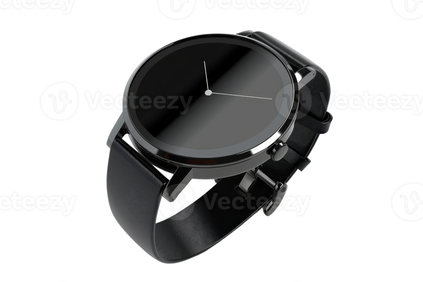 Stylish black wristwatch with minimalist design on a transparent background. Perfect for modern, elegant, and professional looks. png