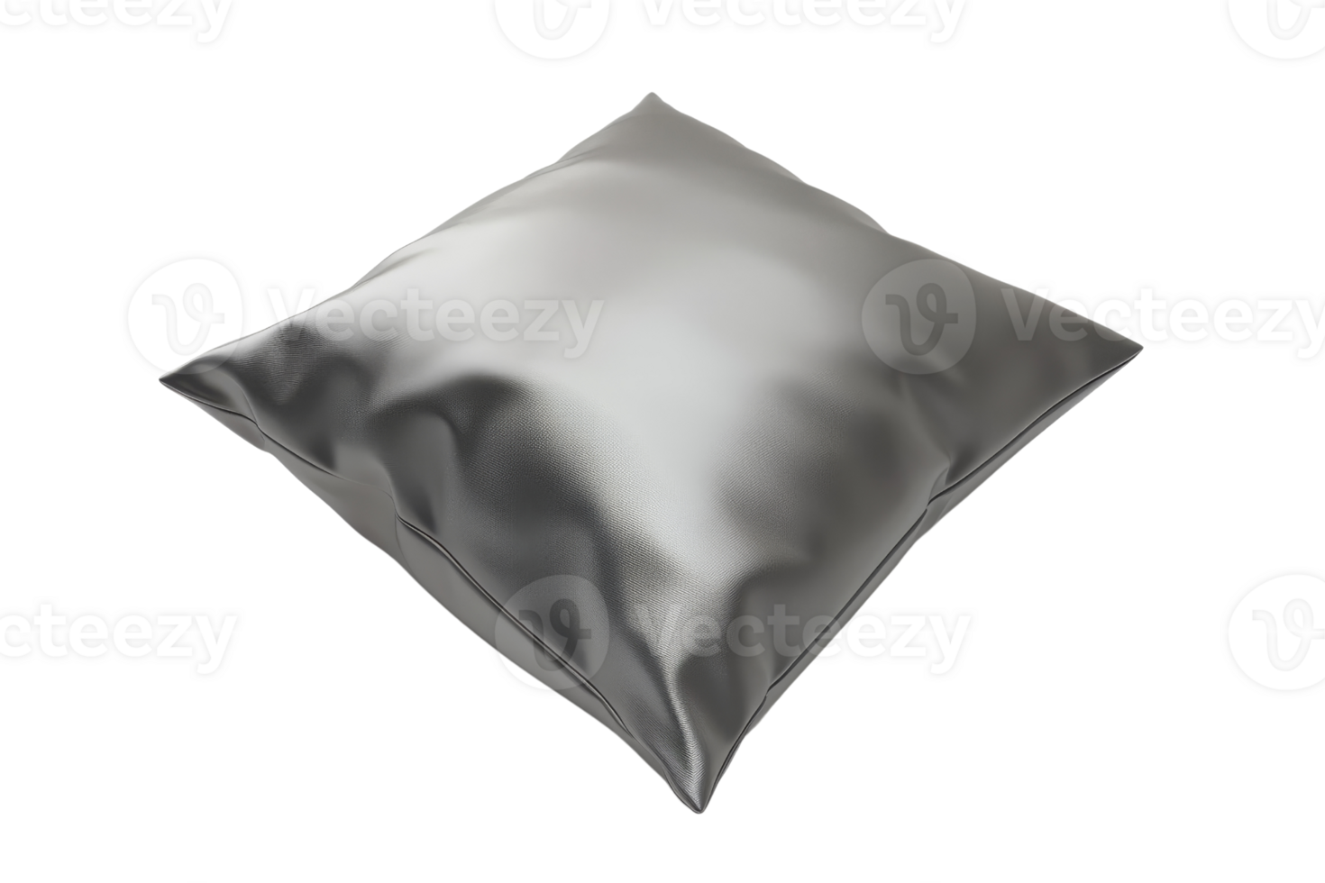 Shiny silver pillow isolated on a transparent background. elegant and stylish cushion for modern home decor and comfort. png