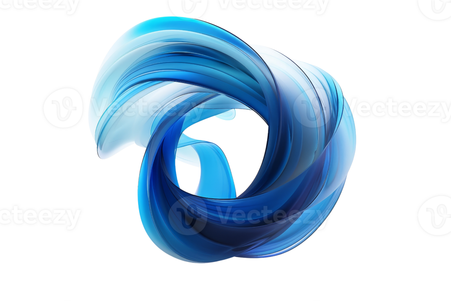 Abstract blue swirl design on transparent background. representing fluidity and motion. Ideal for graphic design, tech, and artistic projects. png