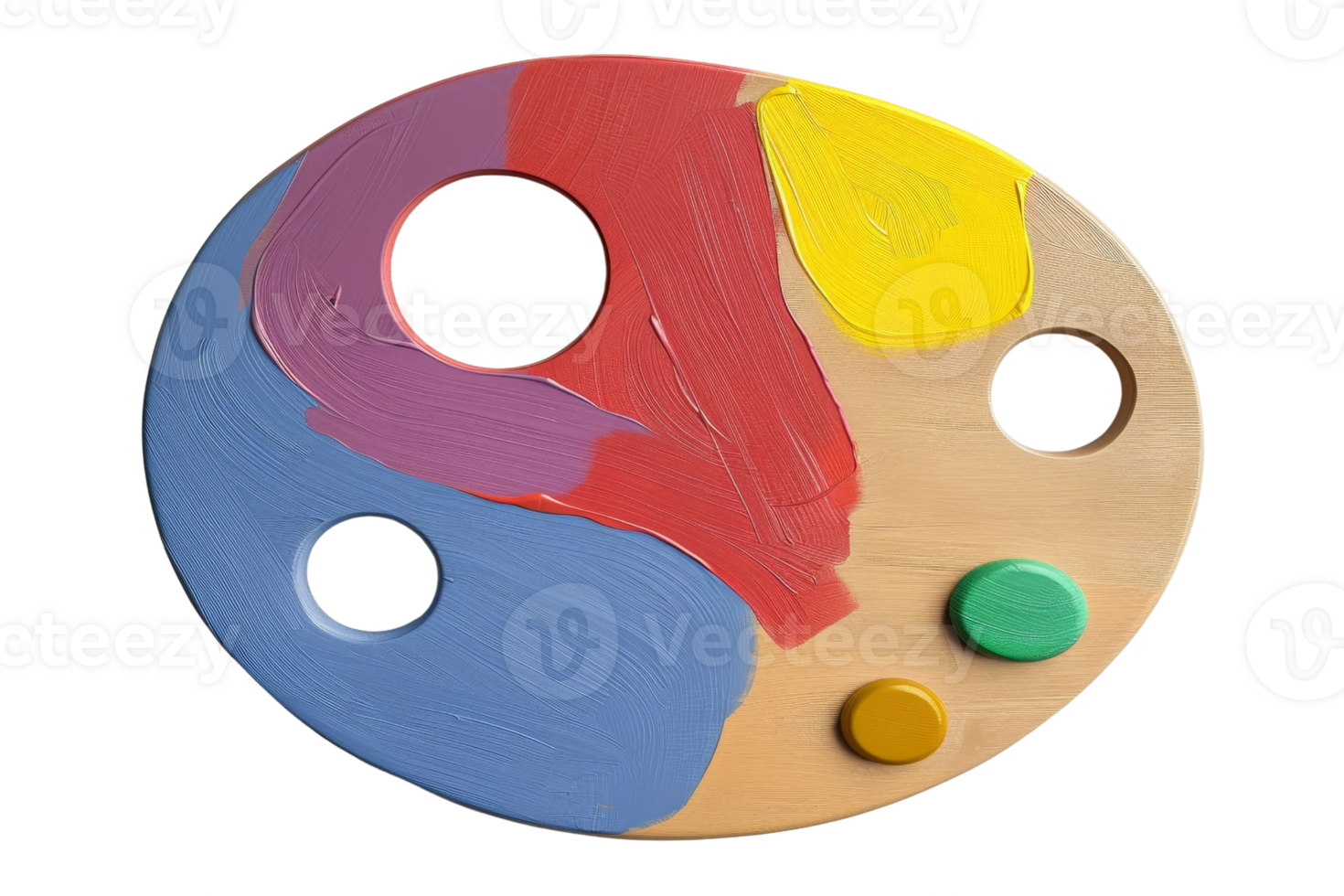 Colorful artist palette with vibrant paint swatches, perfect for creative projects, art classes, and design inspiration. png
