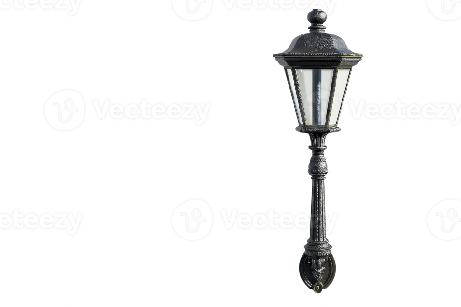 Elegant black street lamp with classical design isolated on transparent background. suitable for urban or garden decorative elements. png
