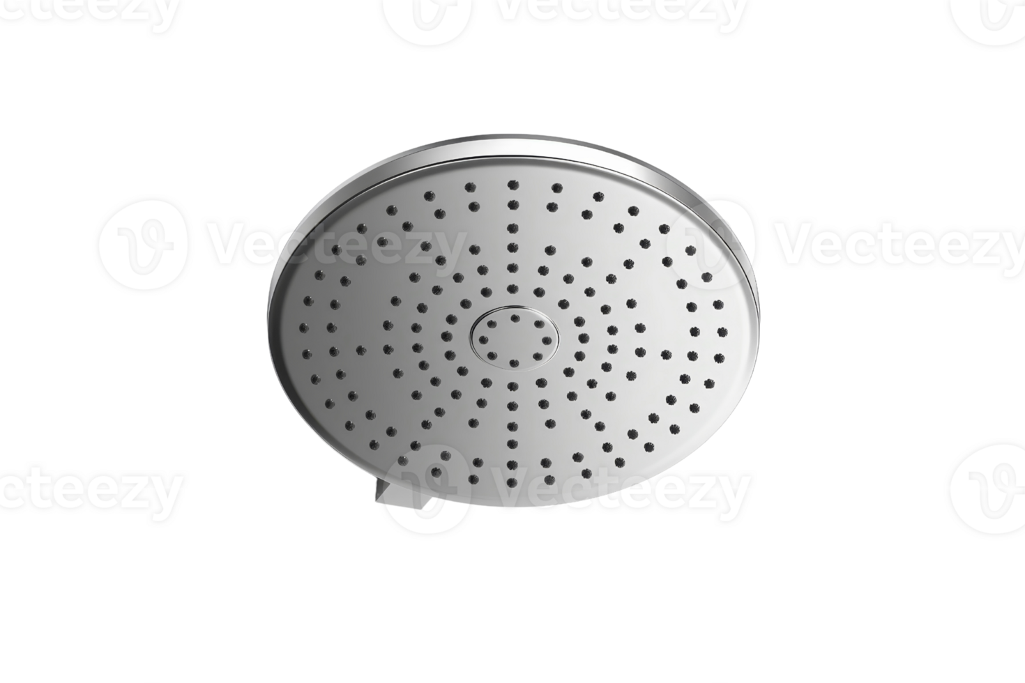 Modern stainless steel showerhead isolated on a transparent background. showcasing its sleek and contemporary design for bathroom interiors. png