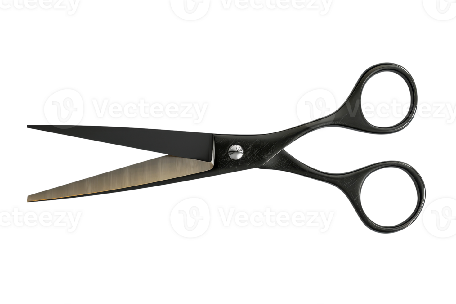 A pair of black scissors isolated on a transparent background. Ideal for office, school, or craft projects. Sharp and durable blades. png
