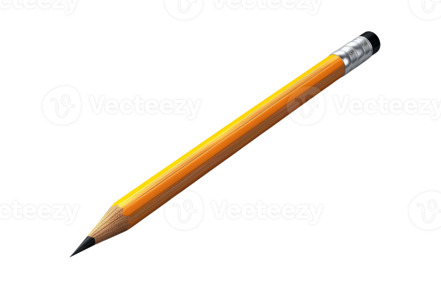 Close-up image of a classic yellow pencil with an eraser isolated on a transparent background. representing writing, education, and creativity. png