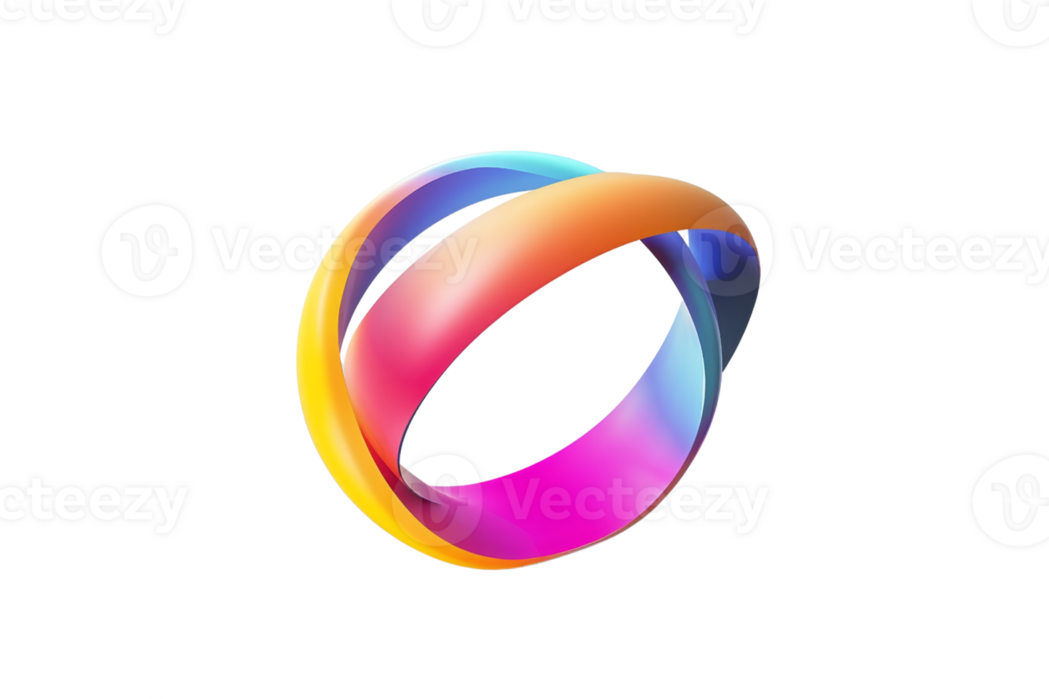 Vibrant 3D abstract shape with smooth, colorful gradients creating a dynamic, artistic design in a ring form. png