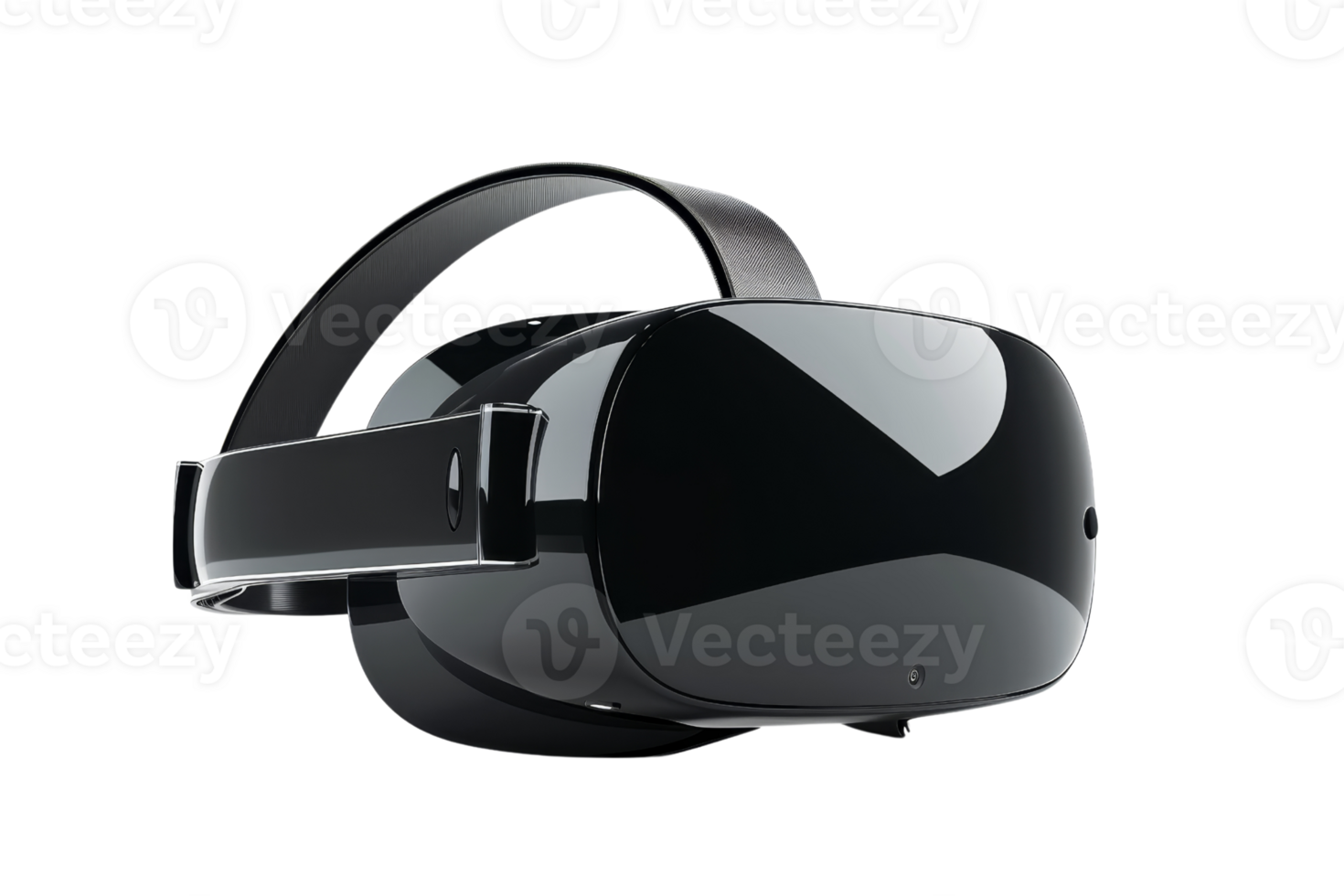 Modern high-tech virtual reality headset with adjustable head strap, perfect for immersive gaming and interactive experiences. png