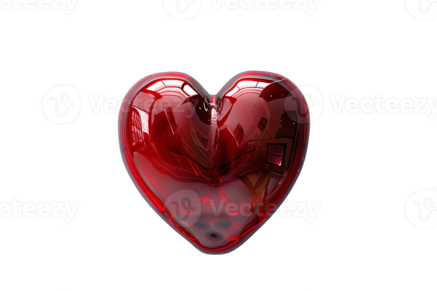 Glossy red heart shape, isolated on a transparent background. symbolizing love, romance, and emotions. Perfect for Valentine's Day themes. png