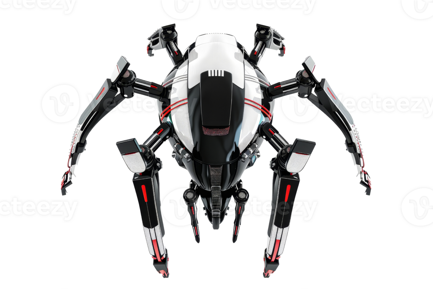 High-tech robotic spider with sleek design and advanced technology, perfect for futuristic themes and sci-fi concepts. png