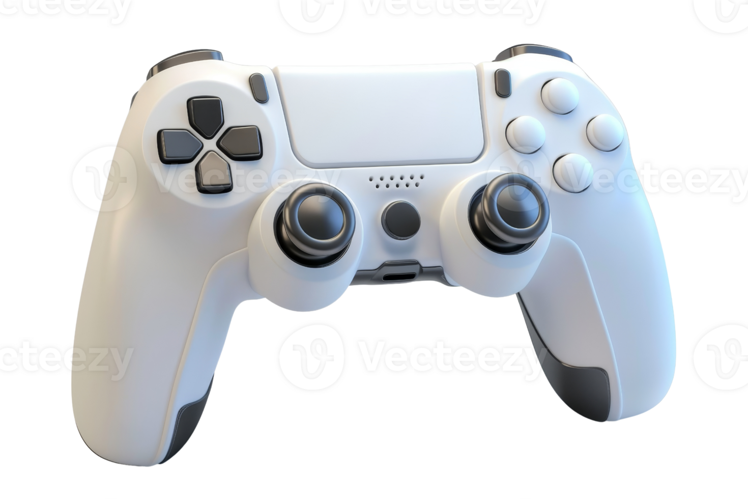 Modern white gaming controller isolated on transparent background. ideal for gaming-related projects or tech content. png