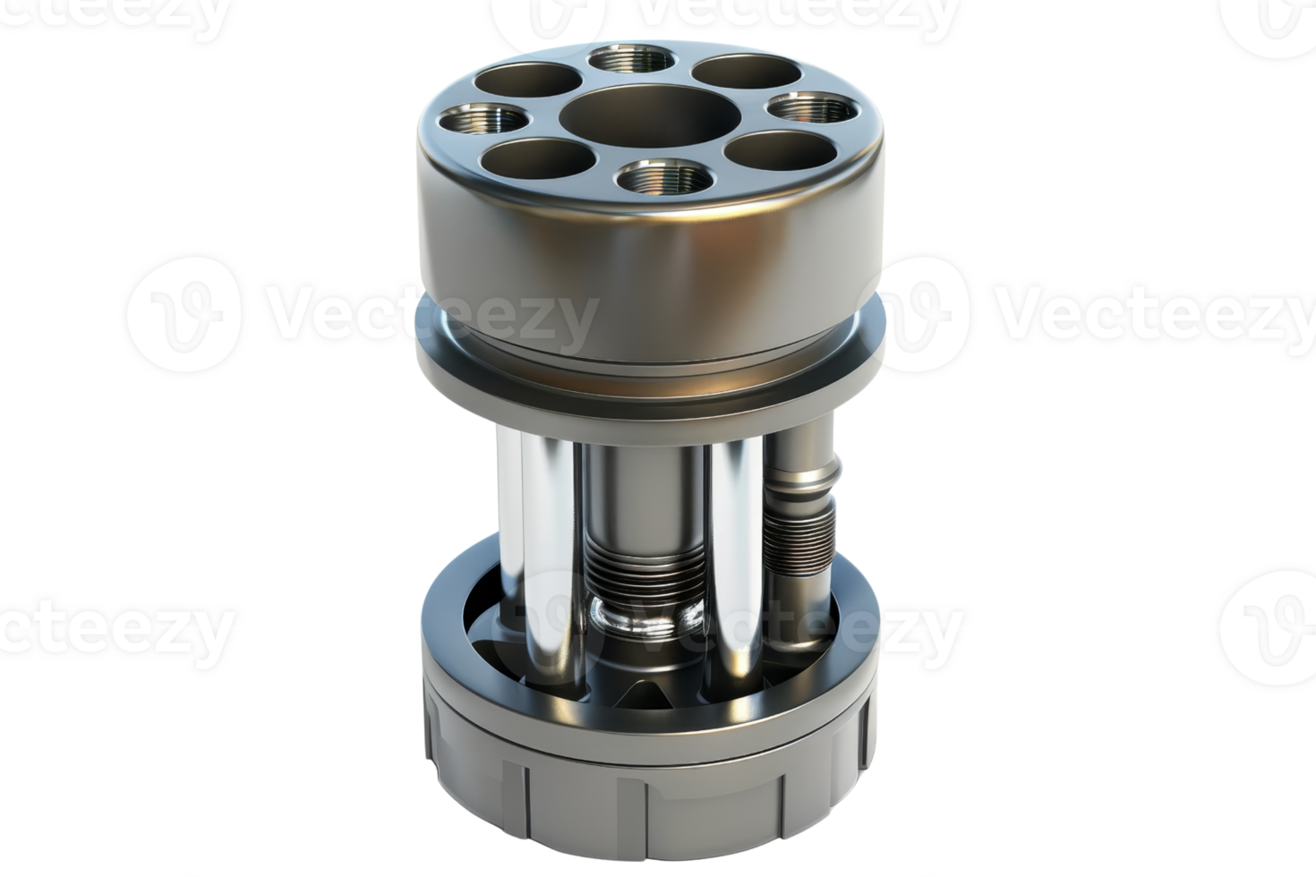 High-quality 3D model of a mechanical component featuring detailed metal textures and precise geometric design, perfect for engineering projects. png