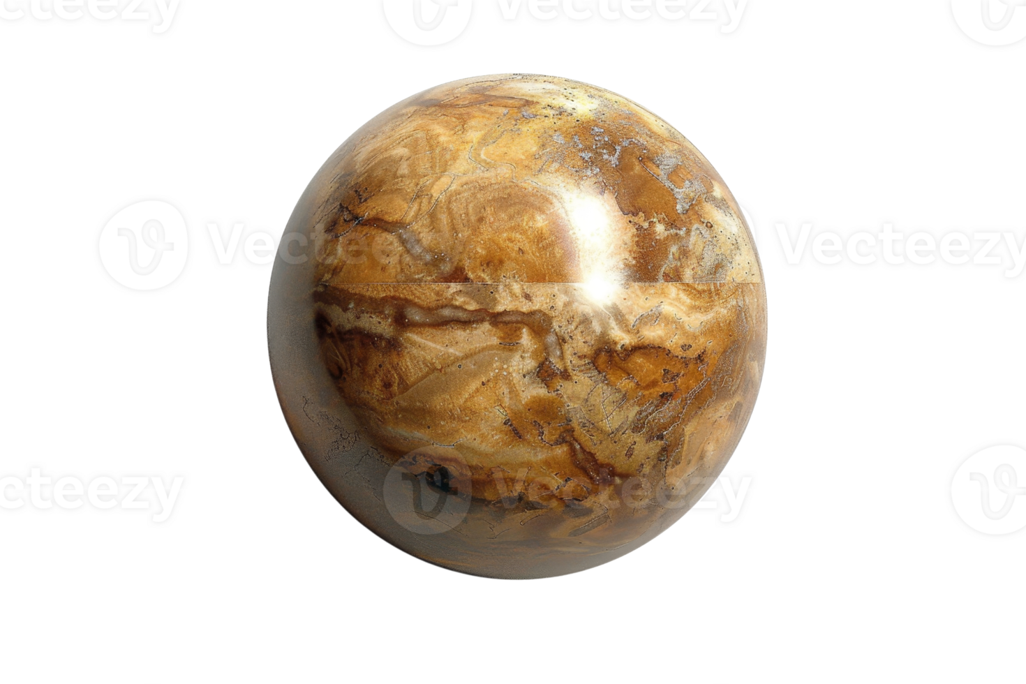High-quality image of a polished brown marble sphere with intricate patterns, perfect for design projects, backgrounds, and textures. png