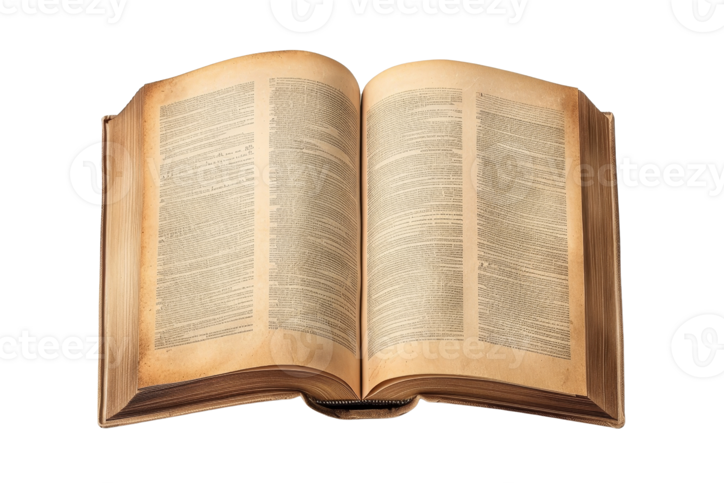 An open vintage book with yellowed pages, displaying text on both sides, evoking a sense of history and nostalgia. png