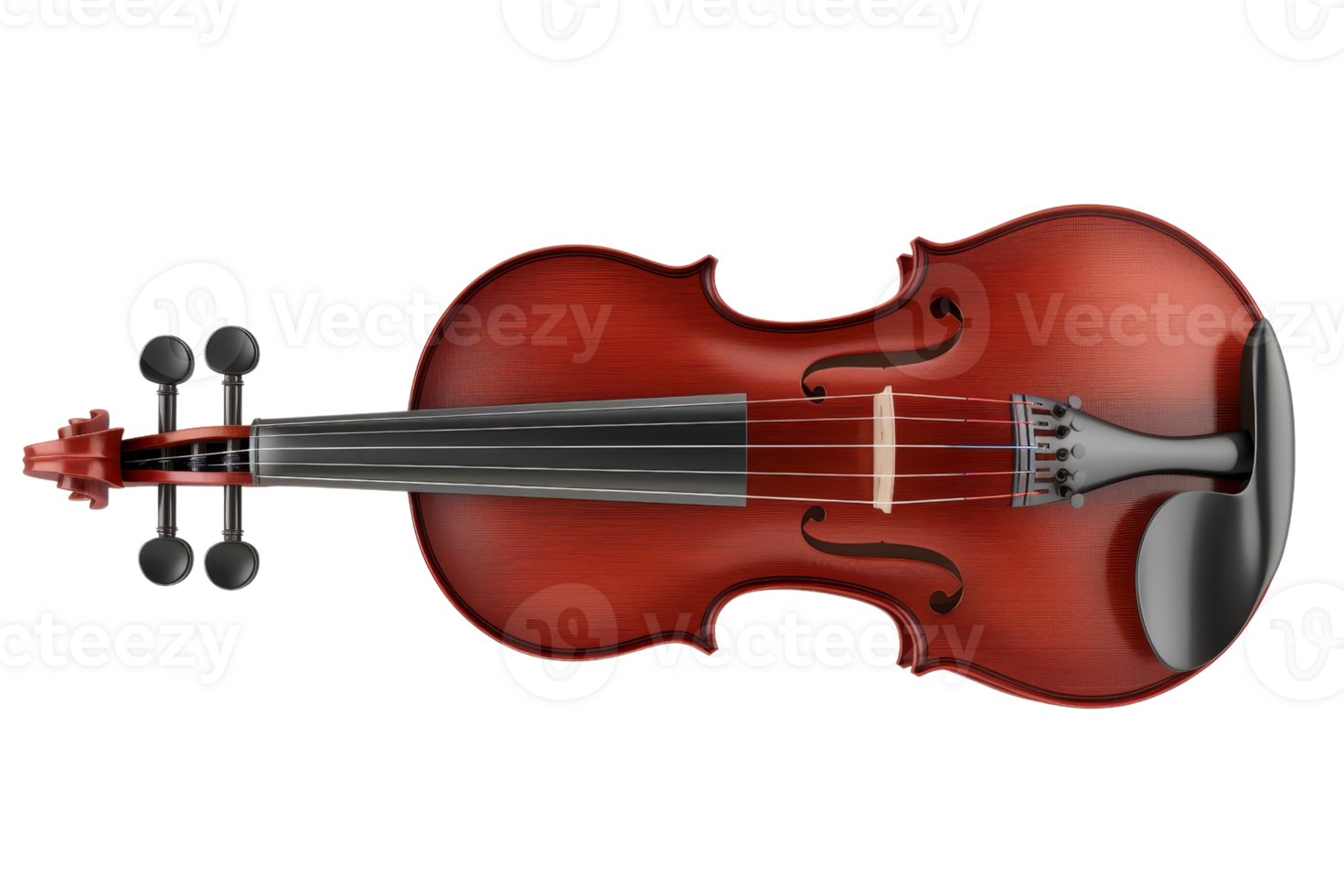 High-quality photo of a classic wooden violin with strings and tuning pegs. Perfect for music, instrument, and classical stock photos. png