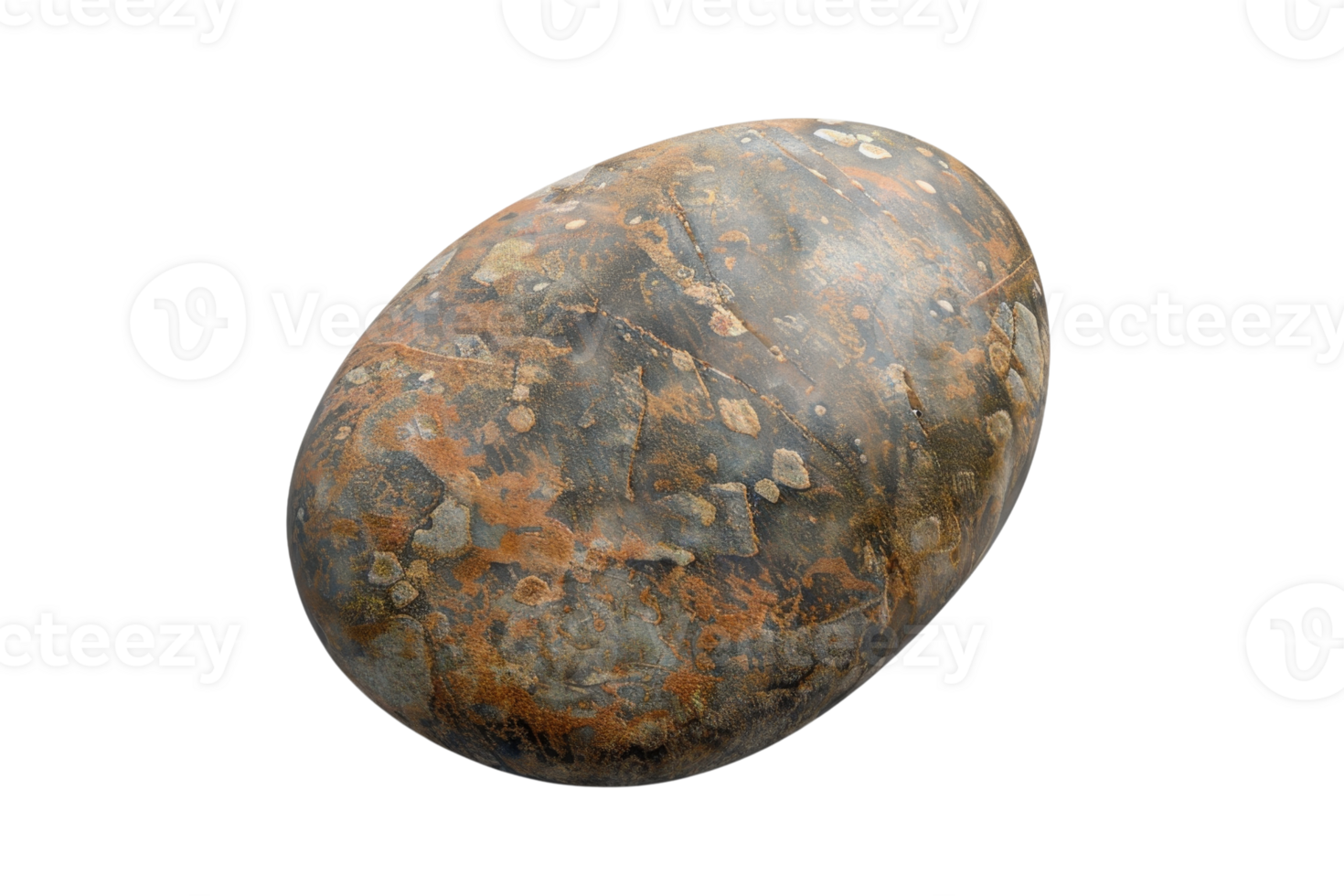 Smooth, polished stone with a mix of earthy colors including brown, gray, and orange, ideal for nature or geology-related projects. png