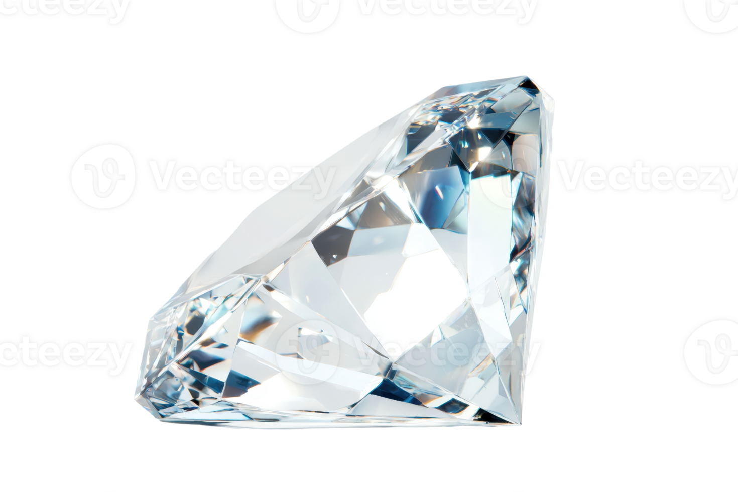 Close-up of a dazzling diamond isolated on a transparent background. showcasing its exquisite clarity and cut. png