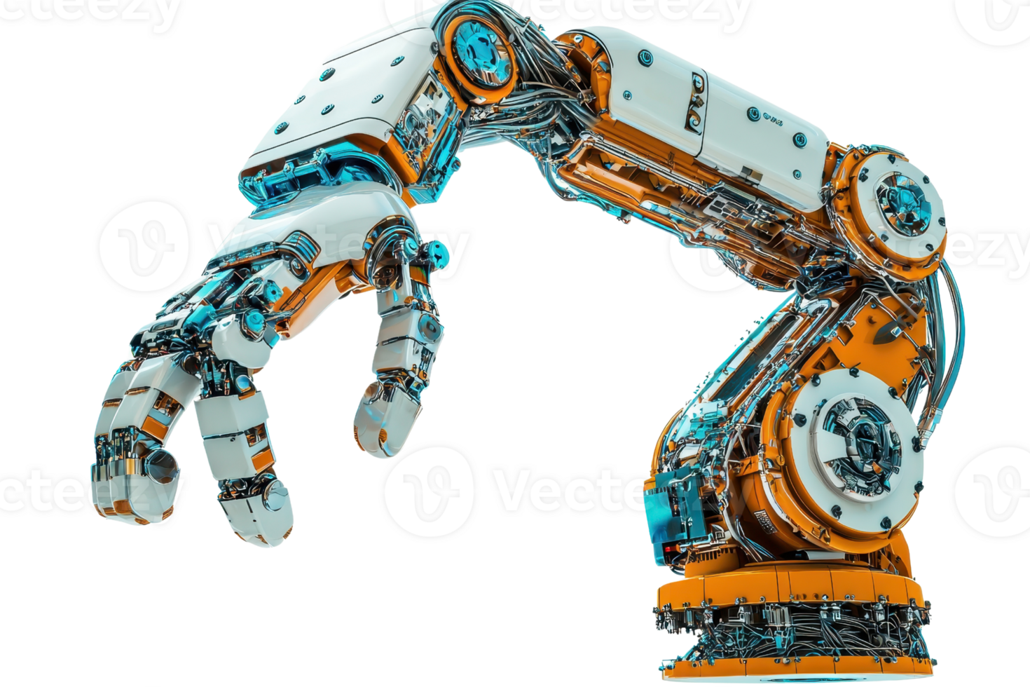 futurista robótico braço com avançado mecânico projeto, exibindo inovação dentro automação e artificial inteligência tecnologia. png