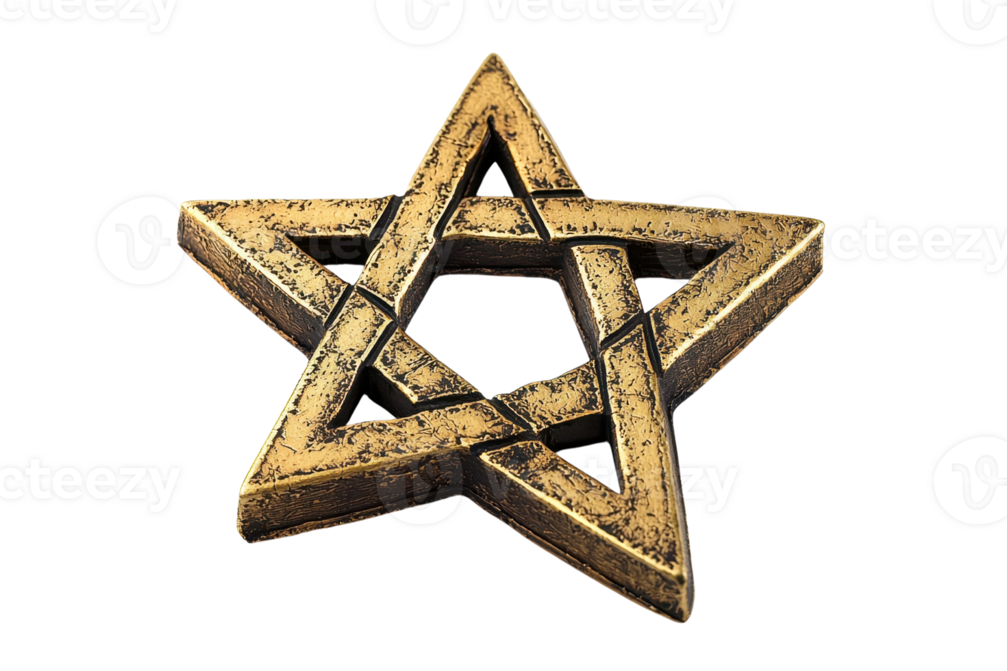 Antique brass-star ornament with interwoven design. The rustic and intricate pattern gives it a unique decorative charm. Perfect for vintage decor. png