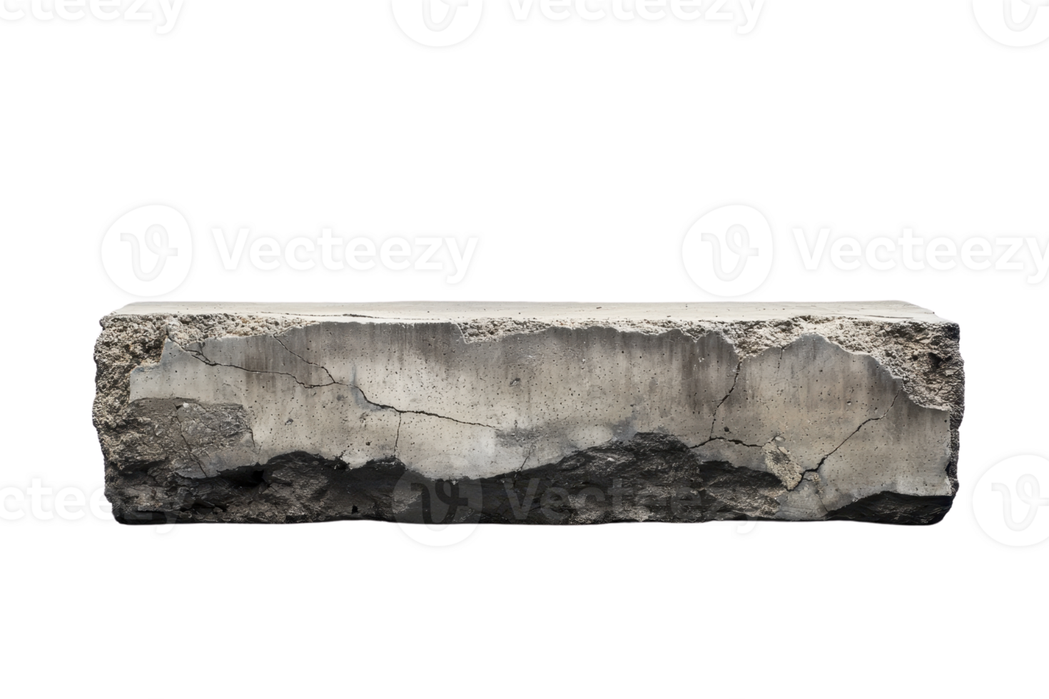 Close-up of an isolated broken concrete edge with cracks and coarse texture, ideal for construction and architectural visual projects. png