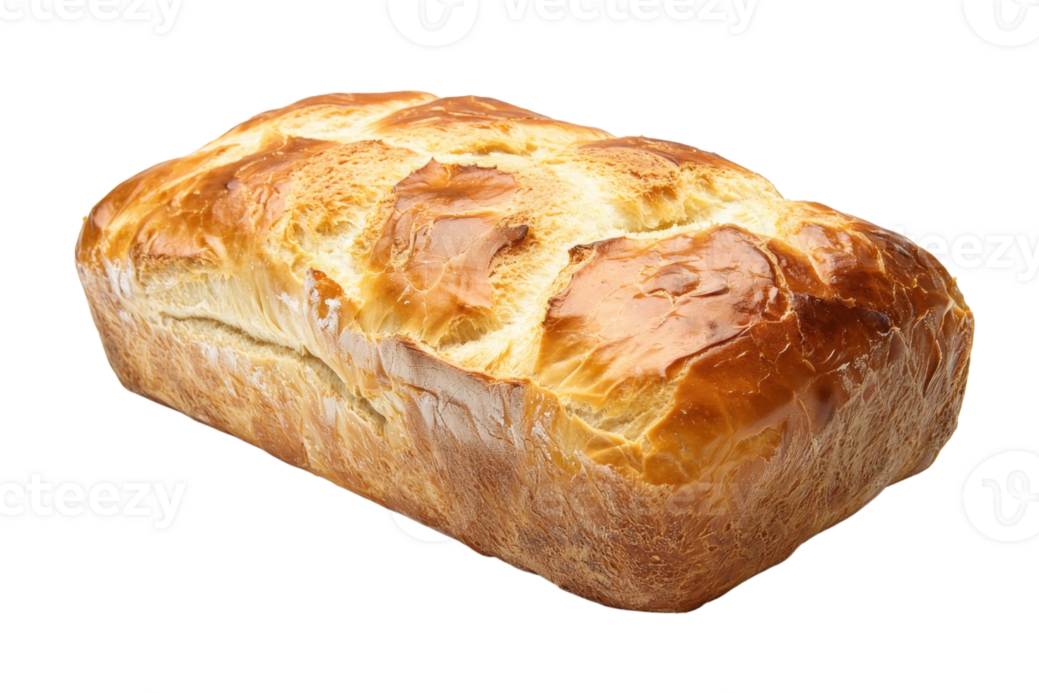 Freshly baked loaf of golden brown bread, perfect for breakfast or baking projects. Crisp and fluffy texture, ideal for stock photo use. png