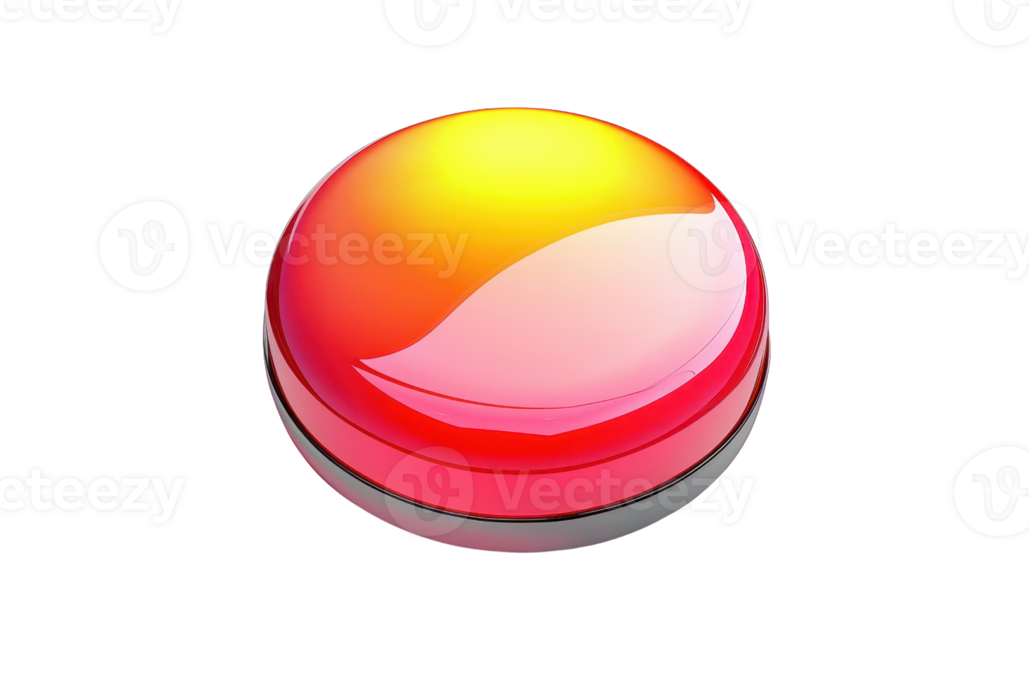 Glossy red and yellow button with a sleek design, isolated on a transparent background. perfect for website or user interface design. png