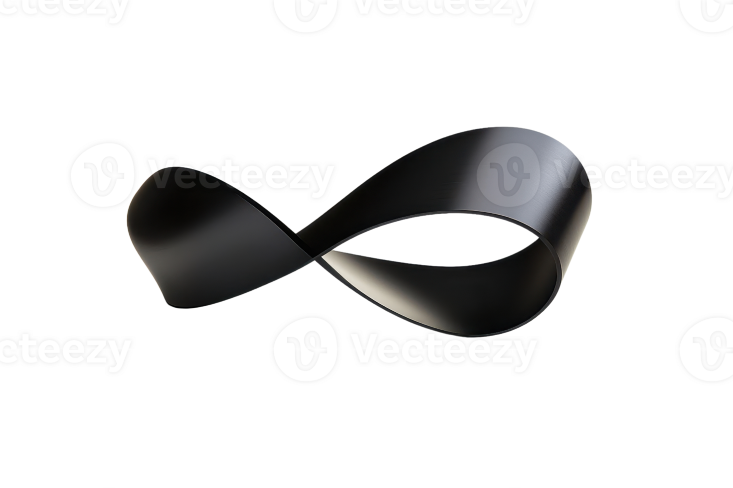 Sleek black infinity loop isolated on transparent background. symbolizing limitless possibilities or continuity in minimalist design. png