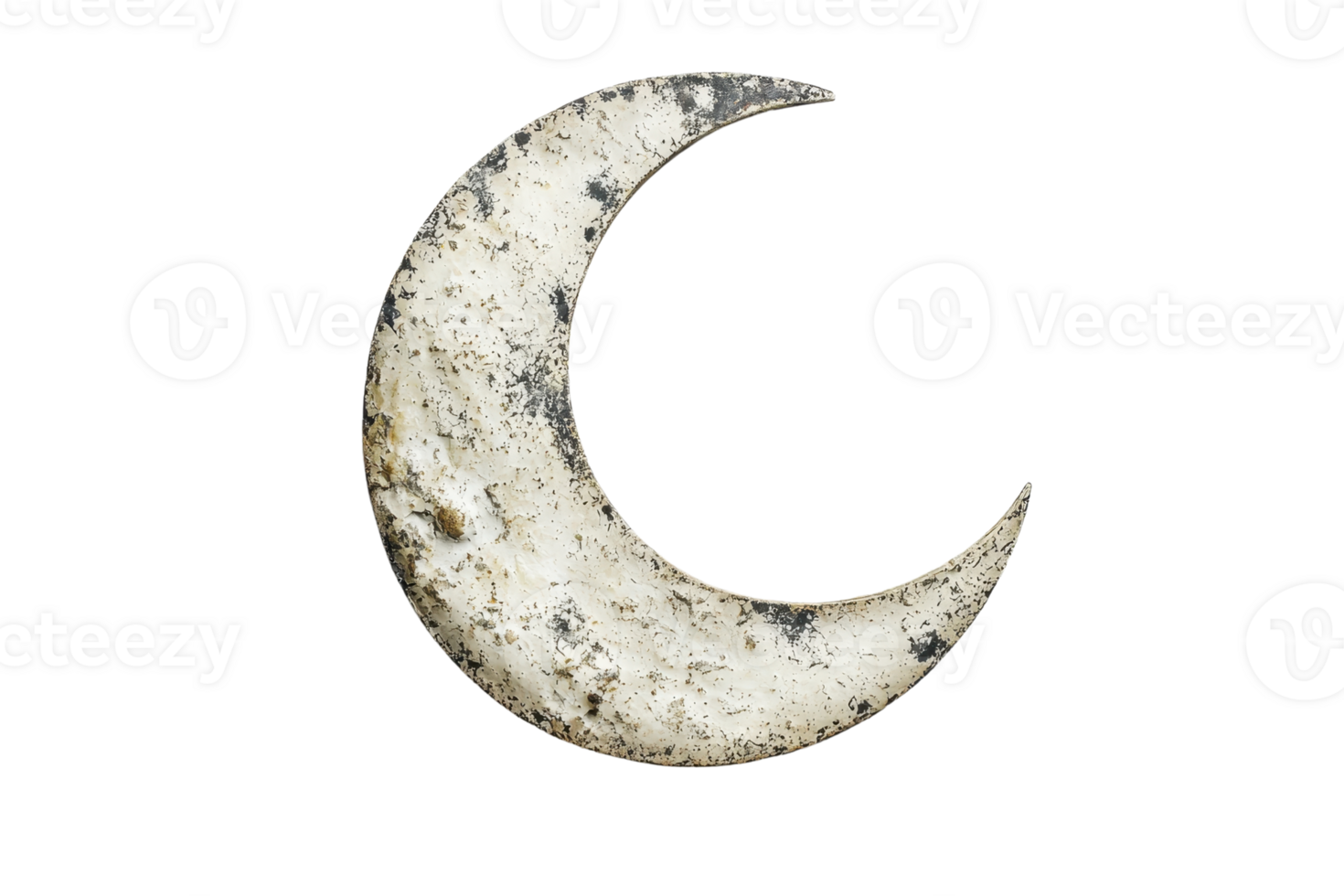 Vintage crescent moon cutout on transparent background. showing texture and details, perfect for celestial-themed projects and mystical designs. png