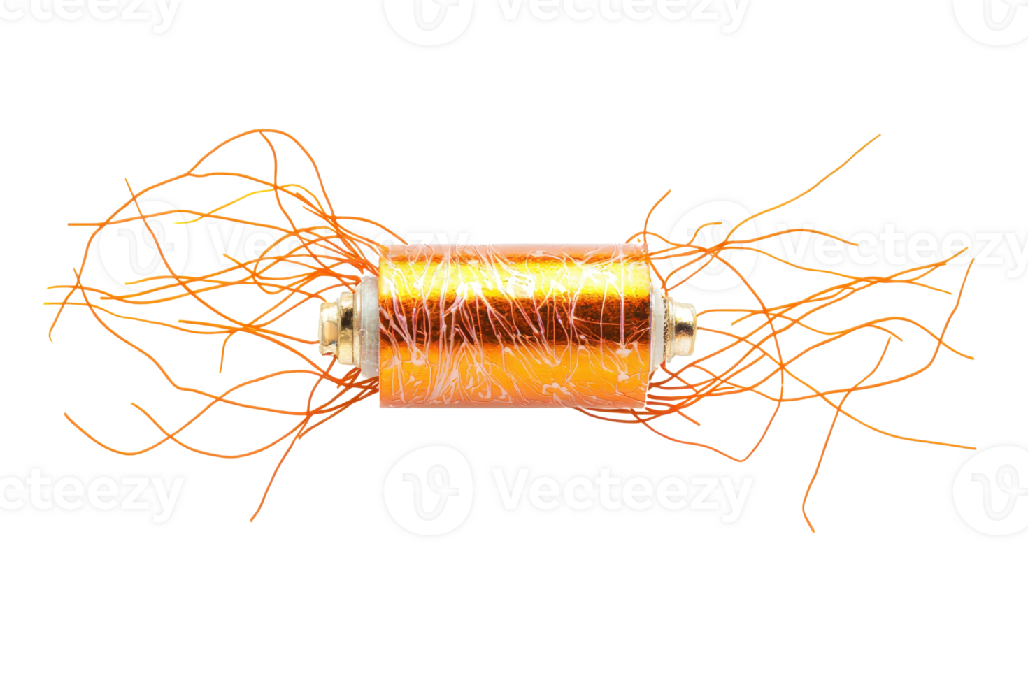 Close-up of a copper wire coil on a transparent background. Perfect for electrical concepts, technology, and energy themes in stock photos. png