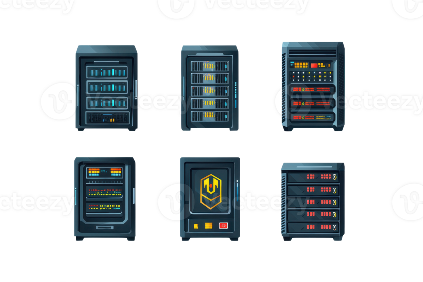 A collection of futuristic control panels with various interfaces and digital displays, perfect for technology or sci-fi themed projects. png