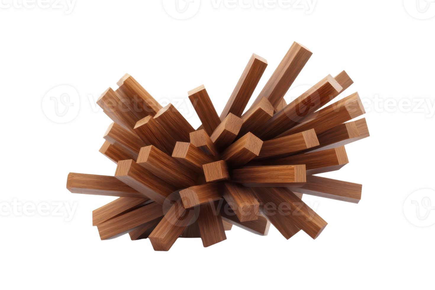 Abstract wooden structure with interlocking beams creating a unique geometric shape. Perfect for modern design or architecture concepts. png