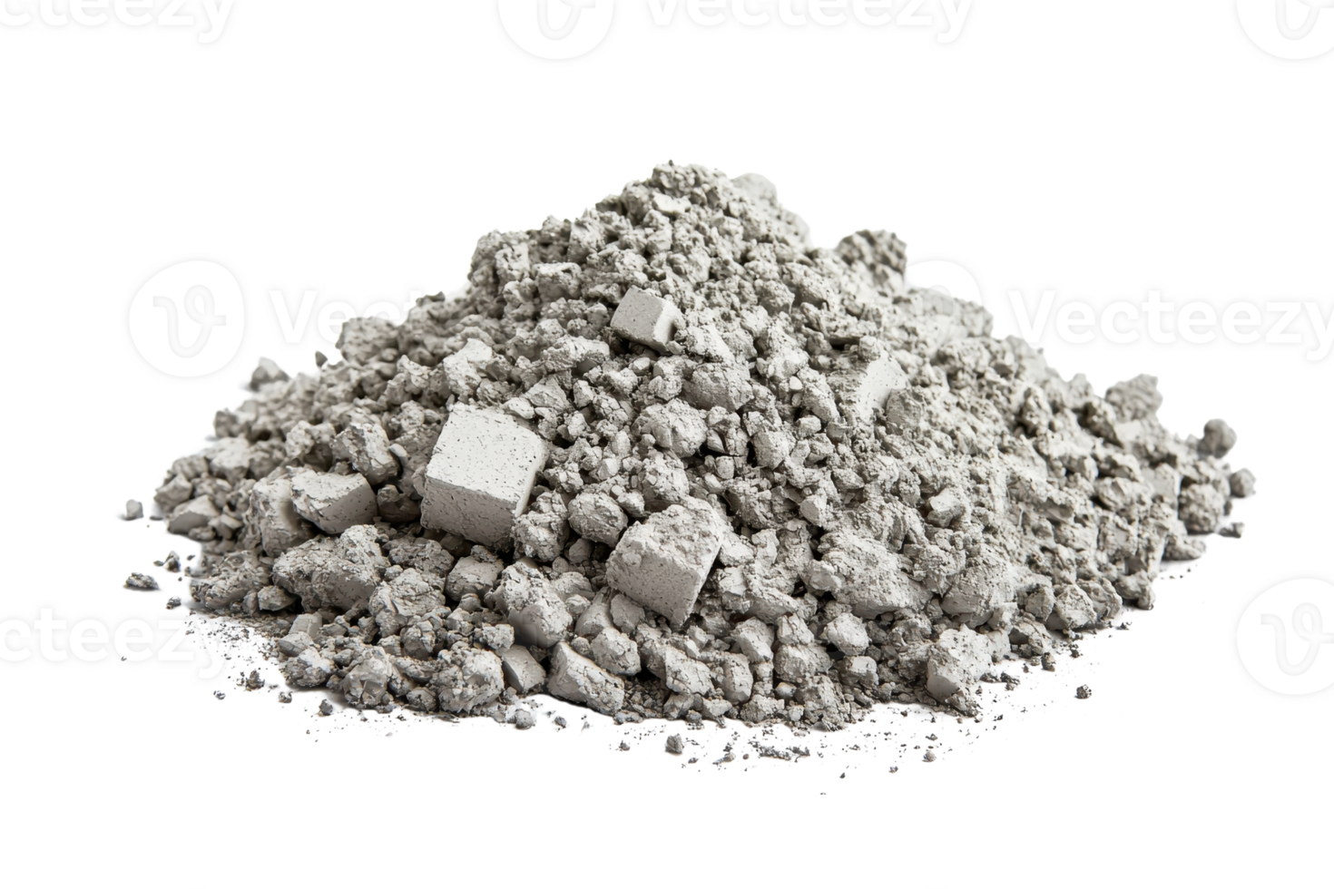 A close-up image of a pile of dry grey cement powder, ideal for construction and industrial purposes. High-resolution stock photo. png